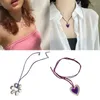 Collares colgantes Moda coreana Collar de cuerda de cuero Mujeres Ajustable Elegante Flor Amor Corazón Gargantilla Joyería Regalo de Navidad Dropship