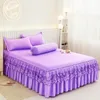 Bedspread 1-częściowy seksowny koronkowy fioletowy łóżko Mody Flower Print Bed Sukiety do króla/królowej księżniczki rozmiar łóżka-non-slip okładka płaska 231013
