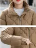 Women's Trench Coats 2023 Winter Lightweight Puffer Jacket Women Stand Collar Zipper Up Warm Parkas Loose Female Cropped Cotton-padded