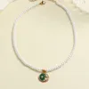 Pendant Necklaces Moon Sun Star Zircon Inlay Imitation Pearl Necklace For Women Collar Stainless Steel Clasp Gold Color