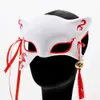Cosplay máscara de raposa anime japonês cosplay máscaras kabuki kitsune meia face festival masquerade festa adereços halloween rave costumecosplay