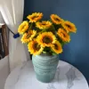 Heiße Trends im Großhandel, künstliche kleine Sonnenblume, einzelner Zweig, Seide, gelbe Blumen, Stoff, Blumen, Zuhause, Badezimmer, Küche, Hochzeit, DIY, Garten, Kunsthandwerk, Kunstdekoration