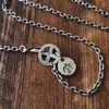 Hänghalsband Sh American Street Retro Handgjorda gamla halsband Fashion Men's Personality Colorless Flying Eagle Wheel Too Angle Chain