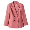 Tweedelige damesbroek Grote maat Dames Blazer en broekpak Formeel Roze Paars Zwart Effen damesjas Broek Dames Zakelijk Werkkleding 2-delige set 231013