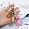 Nyckelringar väver Key Ring Retro Bronze Heart Whistle Owl Fish Charm Keychain Handväska hänger Fashion Jewelry Will och smycken Dh95g