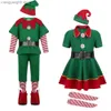 Costume a tema Natale Babbo Natale Come Green Elf Cosplay Famiglia Festa di Carnevale Capodanno Fancy Dress Set di vestiti per uomini Donne Ragazze Ragazzi T231013