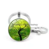 Nyckelringar Tree of Life Glass Cabochon Key Ring Time Gem Keychain Hanging Fashion Jewelry Will and Jewelry DHXVN