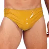 Herren Luxus Unterwäsche -Unterhose Patent Leder Slip Latex Slips Wet Look Club Dancing Performance Elastische Bundsbundschubladen Kecks Thong Ar7u