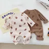 Barboteuses ours barboteuse pour garçons filles Onepiece gaufre automne bébé combinaison coréenne enfant en bas âge tenue infantile Onesie né vêtements 231013