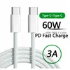 Nyaste 60W PD USB C till USB C Datakabel för Samsung Xiaomi Telefon 15 Typ C Fast Charging Cable