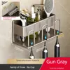 Suporte para escova de dentes Rack de escova de dentes conveniente para banheiro - Suporte para pasta de dentes montado na parede com ganchos e armazenamento de alumínio 231013