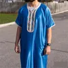 Ethnic Clothing 2023 Vertical Strip Male Muslim Mid-sleeve Robe Saudi Arabia Men Middle East Juba Thobe Islamic