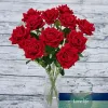 Topp konstgjorda blommor Rose Real Touch Flowers Valentine's Day Home Wedding Buquets Favors Decoration Silk Fake Flowers 10st