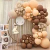 Décoration de fête 114pcs Ballons Guirlande Marron Mama To Be Later Ballon 5-18 pouces Baby Shower Joyeux Anniversaire Double Abricot Année 295w