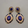 Boucles d'oreilles pendantes en Lapis Lazuli, personnalité exagérée, pendentif bleu, Vintage, cour, bijoux de dîner naturels pour dames