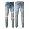 Jeans pour hommes imitation vieille moto moto jeans rock skinny slim déchiré lettres top qualité marque hip hop denim designers pantalons taille 28-40