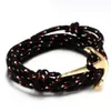 Titanium Steel Black Rope Anchor Nylon Bracelet For Men Gold Color Plating Jewelry Gift Bangle206G