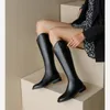 Laarzen Dames Kniehoge laarzen Echt leer Natuurlijk leer Dameslaars Herfst en winter Fluwelen Westerse laarzen Goth Schoenen 231012