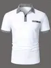 Herren Polos Poloshirt Kariertes Revers Spleißen Kurzarm Sport T-Shirt Business Casual Büro Hohe Qualität