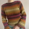 Damestruien y2k Vintage regenbooggestreepte gebreide truien Herfst Winter Krimpen Lange mouwen Cropped truien Truien Street chic Dames 231013