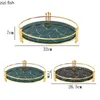 バスルームシェルフ模倣大理石のセラミックストレージトレイドレッシングテーブル化粧品オーガナイザーディスプレイトレイゴールデンハンドルバスルームストレージシェルフ231012