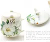 Tasses fleur blanche os chine tasse à café cuillère ensemble 400 ml tasse en céramique de luxe Topgrade porcelaine thé café fête Drinkware 231013