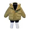 Manteau d'hiver en coton pour garçons, veste noire à capuche pour enfants, vêtements d'extérieur pour adolescents de 38 ans, Parka rembourrée, combinaison de neige XMP323 231013