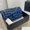2023-Classique sac de créateur de luxe marque Denning Denim bouche couverture chaîne femme une épaule nouveau décontracté clamshell denim petit carré