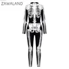 Tema kostym cosplay come skrämmande 3d skelett tryck bodysuits vuxna kläder unisex halloween carnival sexig elastisk spandex jumpsuits catsuit t231013