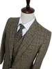 Męskie garnitury Men Suit Brown Retro Plaid Groom Tuxedo