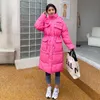 Nova cor sólida longo em linha reta casaco de inverno casual mulheres parkas roupas com capuz elegante jaqueta de inverno feminino outerwear 1mljk