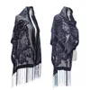 Foulards Vintage papillon soie velours écharpe femme Foulard doux longs châles enveloppes printemps hiver Pashmina dame concepteur Hijab