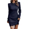 Kvinnors tröjor 2023 Casual Turtleneck Long Puff Sleeve Soft Fuzzy Stick Bodycon Pullover Tröja klänning Slim