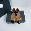 Nieuwe 23ss pumps Mary Janes schoenen dames geruite gewatteerde tweed ballet flats echt leer schapenvacht C metalen gesp loafers designer dameskleding schoen