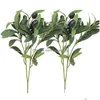 Fleurs décoratives Feuilles vertes olive artificielles Branches d'arbre Plantes fruitières de Noël Po Props Décoration de mariage à domicile Soie Dhjl2