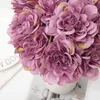 Dried Flowers 5pcs Grey Silk Rose Artificial Flowers Peony Bridal Bouquet for Vase Wedding Home DIY Decor Cheap Fake Flowers Hydrangea Crafts 231013