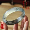 Bangle -like Floating Flowers Jade Bracelet Xiuyan A Goods Ink Painting Brace