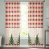 Curtain Christmas Tree Plaid Background Voile Sheer Curtains Living Room Tulle Window Curtain Bedroom Drapes Home Decor 231013