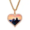 Collier personnalisé avec pendentif en forme de cœur d'amour glacé, pour hommes et femmes, image mémoire personnalisée, Hip Hop, bijoux 204C