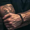 Link Armbanden Mannen Roestvrij Stalen Armband Zwart Vergulde Ketting 8mm Brede Vintage Hand Bands Paar Sieraden Geschenken