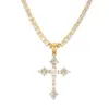 Nieuwe Heren Luxe Micro Pave Iced Out Zirconia Kruis Hanger Ketting Fashion Charm Sieraden Met Tennis Chain276z