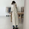 Kopa damska Coats koreańskie luźne elegancka elegancka beżowa wiatrówka z szarfią kobiet