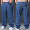 Mäns jeans raka baggy byxor män avslappnad bred ben klassisk hållbar arbete bära grå denim byxor stora storlek kläder man 2023 231013