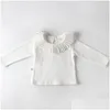 T-Shirts Baby Girt Kleidung T Shirt Langarm Rüschen Kragen Einfarbig T-Shirt Für Herbst Kleidung 100% Baumwolle Puppe Baby, Kinder Matern Dhyeu