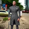 Men's Suits & Blazers 2021 Double Breasted African Design Slim Fit Men For Wedding Groom Tuxedos Dark Grey Bridegroom Man Pro314F