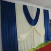Party Decoration 3 6m Wedding Backdrop Curtain With Swag Backdrop wedding Navy Blue Ice Silk Stage Curtains DHL290a