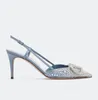 Paris chaussures de créateurs pour femmes sandale talon moyen slingback v-logo orné noir Moyen-Orient exclusif Sling Back Pumps escarpin en cuir noir blanc 35-43