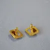 Hoop Earrings Korean Version Niche Irregular Geometric Square Fresh Color Matching Brass Gold-plated 925 Silver Needle