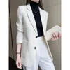 Women's Jackets Beige White Suit Coat For Style Temperament Casual Small Top