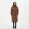 Parka da donna in piumino Malina Parka ampio e spesso Moda Cappotto con bottoni ricoperti in tinta unita Elegante Cintura con lacci Giacche lunghe in cotone Donna Donna 231012